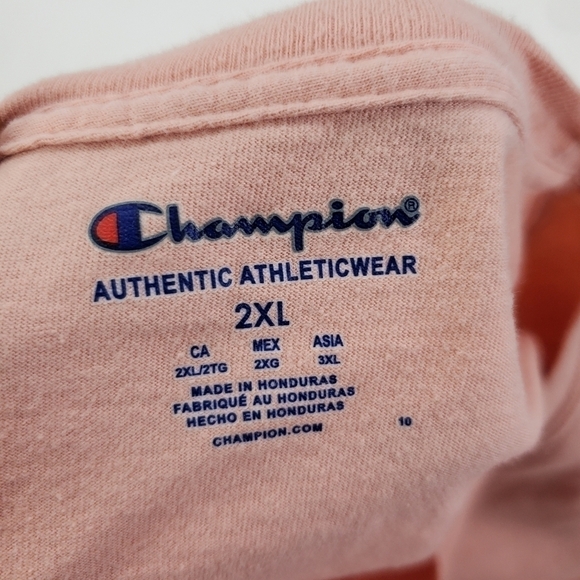 Champion Brand Classic Ombre Short Sleeve T-Shirt Men's 2XL Red Garment Washed - Picture 2 of 7